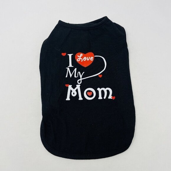 Elfetuc I Love My Mom Pullover Dog Shirt in Black Size Medium Pet Apparel 2557 - Picture 1 of 7